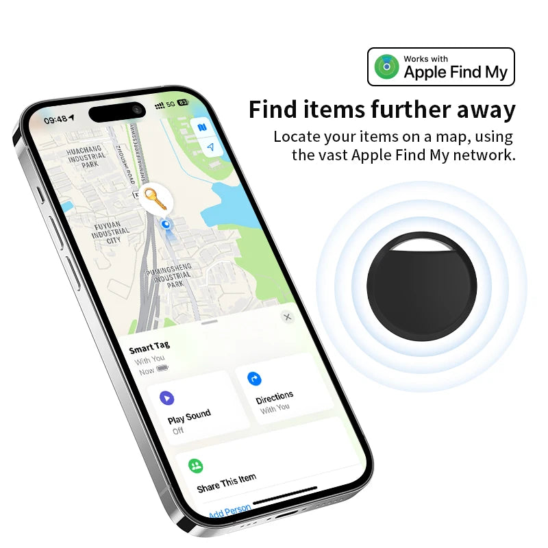 1/4 Pack Smart Tag for Apple Find My – Bluetooth Item Tracker with Left behind Alert & Loud Beep for Keys Wallet Luggage Finder