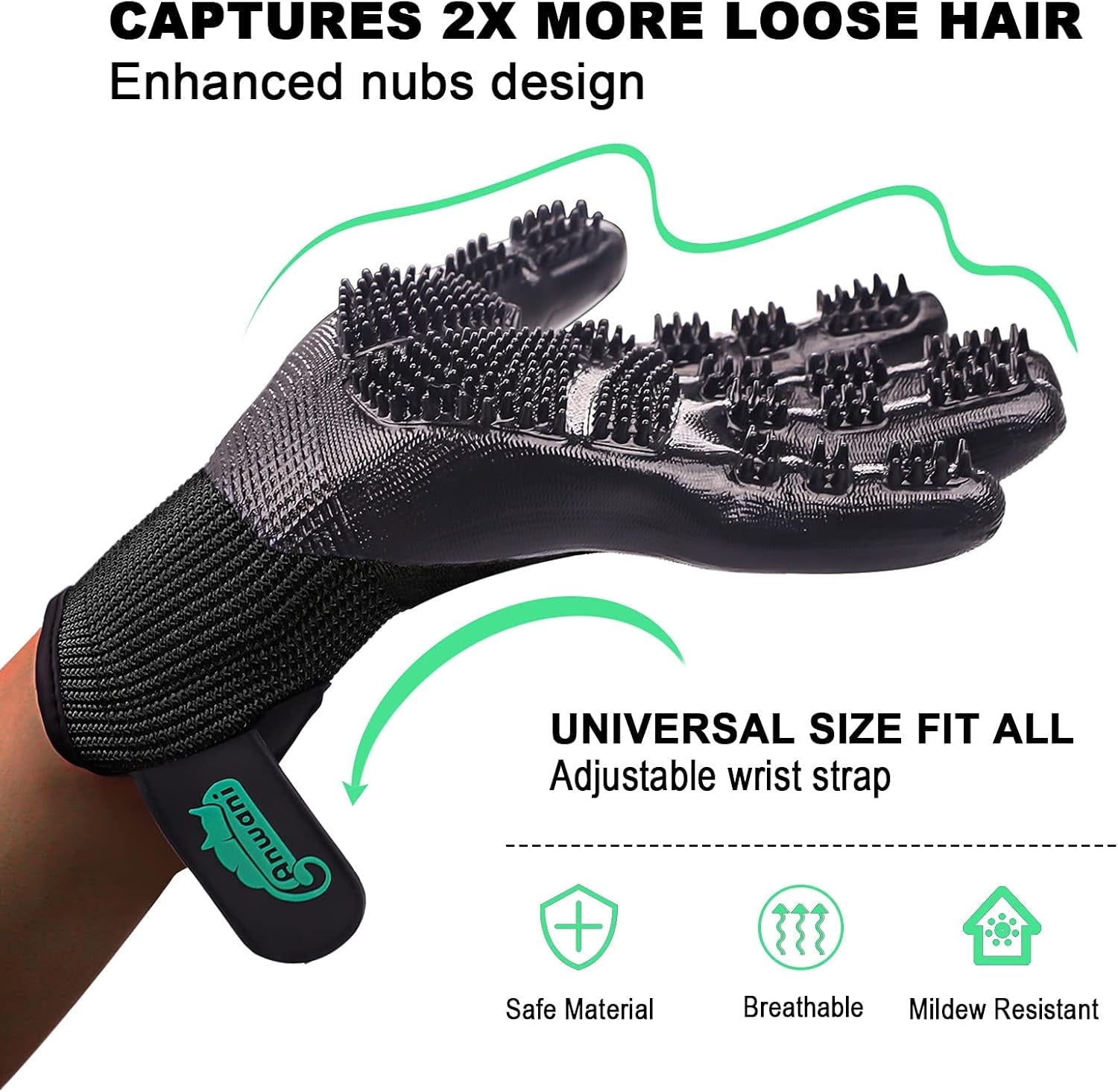Professional Pet Grooming Gloves for Effective Hair Removal, Deshedding, Bathing, and Massaging for Dogs, Cats, and Horses (1 Pair)