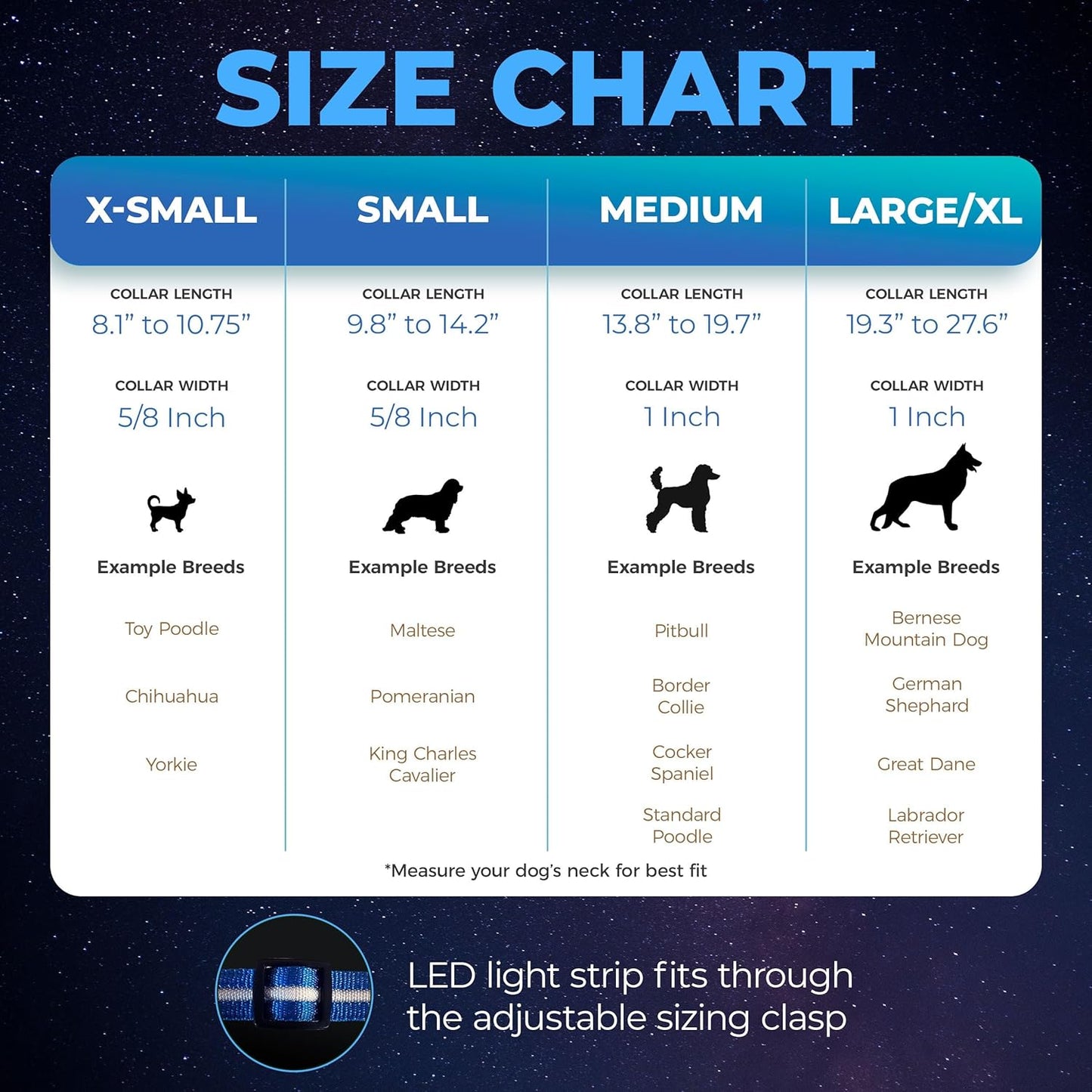 LED Dog Collar - Original USB Rechargeable and Waterproof Design - 1,000 Feet Visibility - Suitable for Small, Medium, and Large Dogs - Trusted US Brand