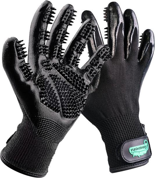Professional Pet Grooming Gloves for Effective Hair Removal, Deshedding, Bathing, and Massaging for Dogs, Cats, and Horses (1 Pair)