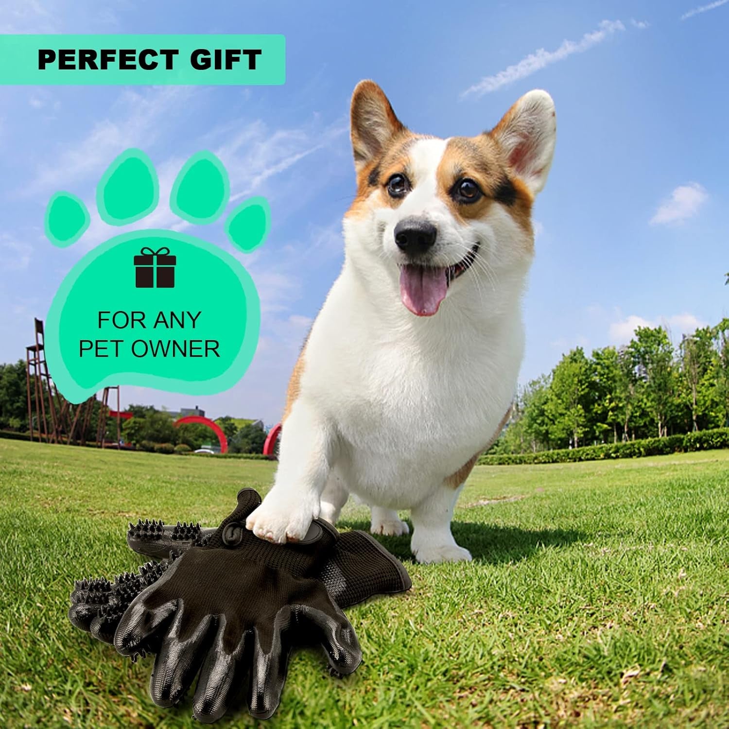 Professional Pet Grooming Gloves for Effective Hair Removal, Deshedding, Bathing, and Massaging for Dogs, Cats, and Horses (1 Pair)