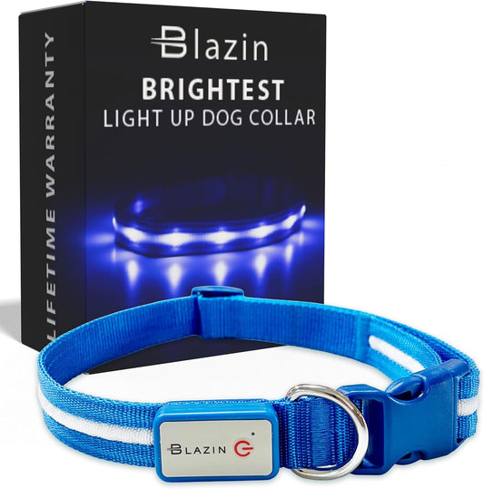 LED Dog Collar - Original USB Rechargeable and Waterproof Design - 1,000 Feet Visibility - Suitable for Small, Medium, and Large Dogs - Trusted US Brand