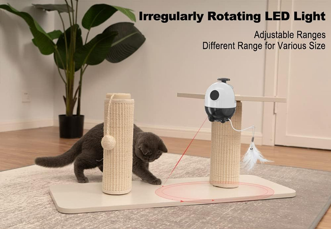 Cat Toys Interactive - 2 in 1 Laser and Cat Feather Toys Kitten Toys, Automatic Cat Toys for Indoor Cats Play Chase Exercise, with 2 Pcs Feather and Streamer Tape Replacements